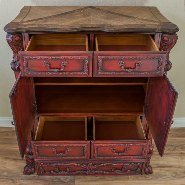 Custom Painted Red ACME Dresden 5 Drawer Chest